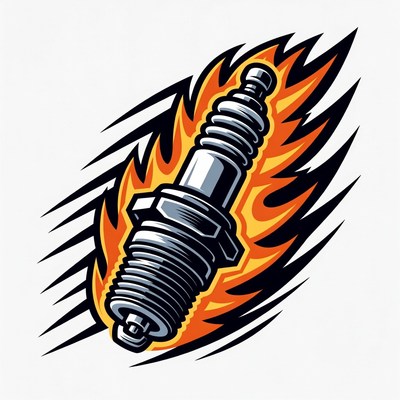 Spark Plug with Flames