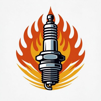 Spark Plug with Flames