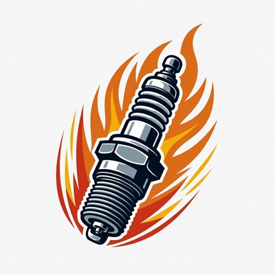 Spark Plug with Flames