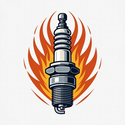 Spark Plug with Flames