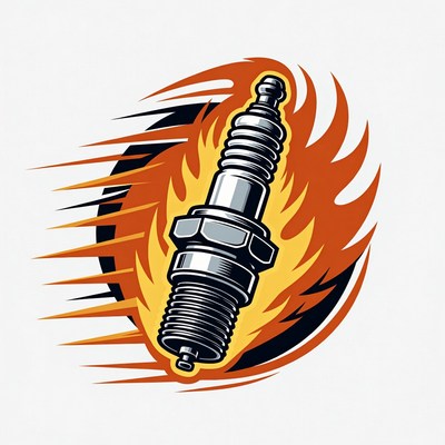 Spark Plug with Flames