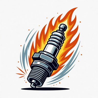 Spark Plug with Flames