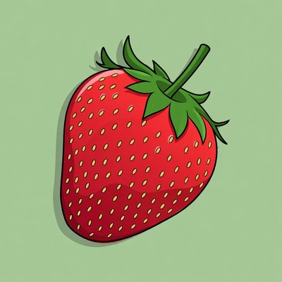 Red strawberry on green background
