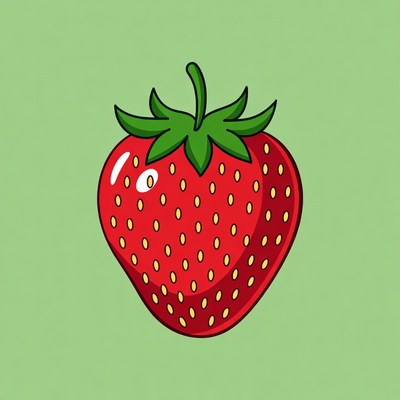 Red Strawberry on Green Background