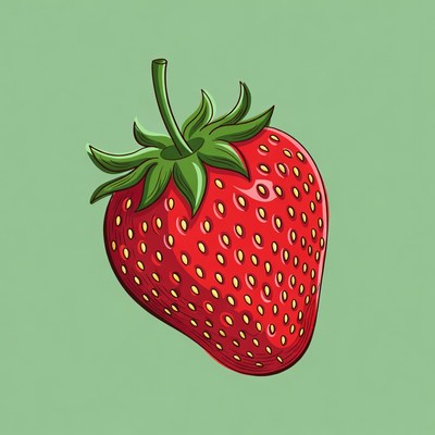 Red strawberry on green background
