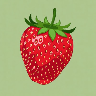 Red Strawberry on Green Background