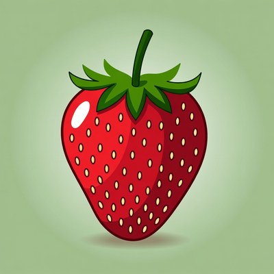 Cartoon strawberry on green background