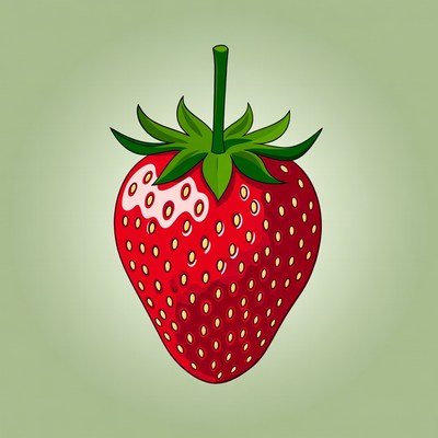 Cartoon strawberry with green stem