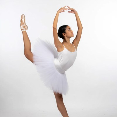 Ballerina performing arabesque pose