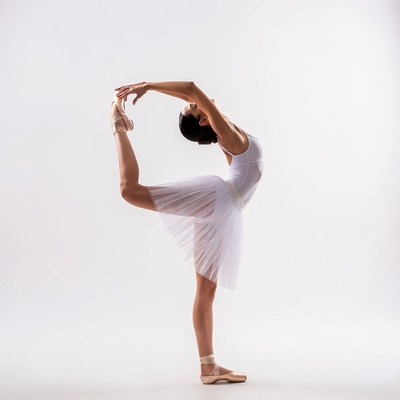 Ballerina performing arabesque pose