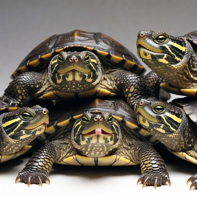 Stack of Four Baby Turtles