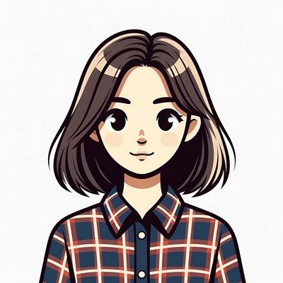 Anime girl with plaid shirt
