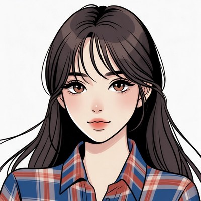 Anime girl in plaid shirt