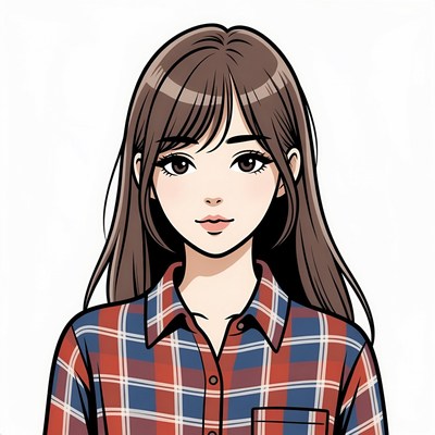 Anime girl in plaid shirt