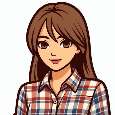 Anime girl with long brown hair