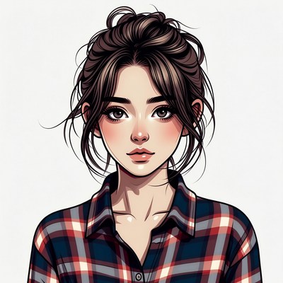 Anime girl with messy bun hairstyle