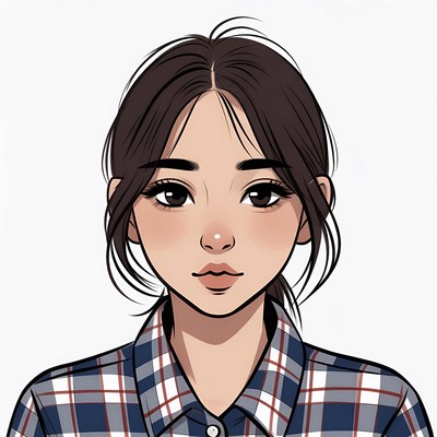 Anime girl in plaid shirt