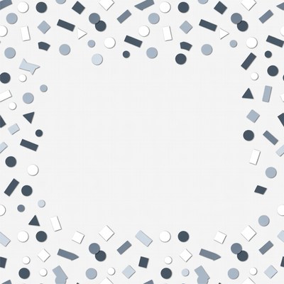 Gray confetti shapes border
