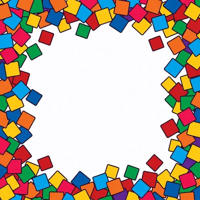 Colorful Squares Border on White