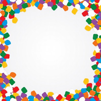 Colorful confetti border on white