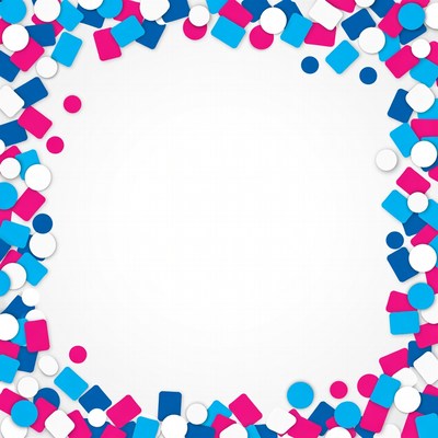 Colorful confetti border on white