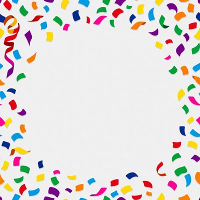 Colorful confetti border on white