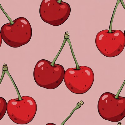 Pink Cherry Pattern Illustration