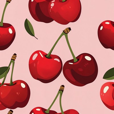 Red Cherries Seamless Pattern