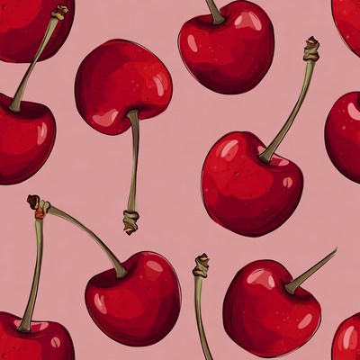 Red Cherries Seamless Pattern