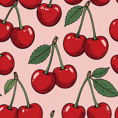 Red Cherries Seamless Pattern