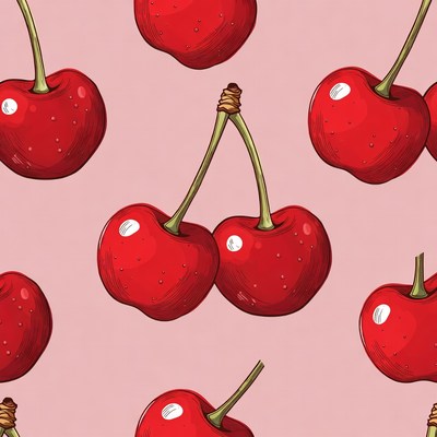 Red Cherries Seamless Pattern Illustration