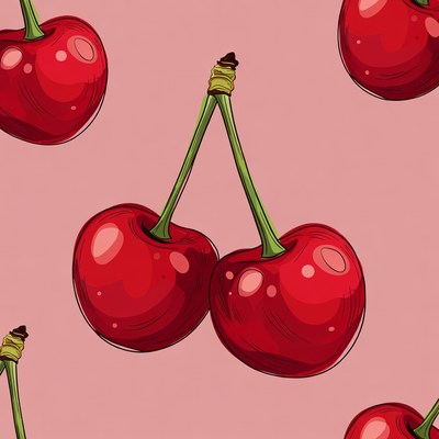 Pink Cherry Pattern Illustration