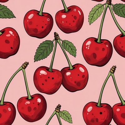 Red Cherries Seamless Pattern Illustration