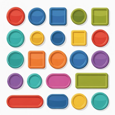 Colorful Round and Square Buttons Set