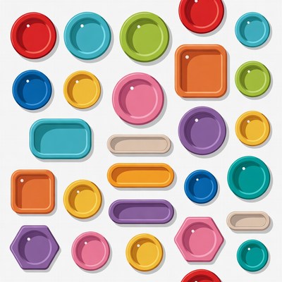 Colorful Shapes on White Background