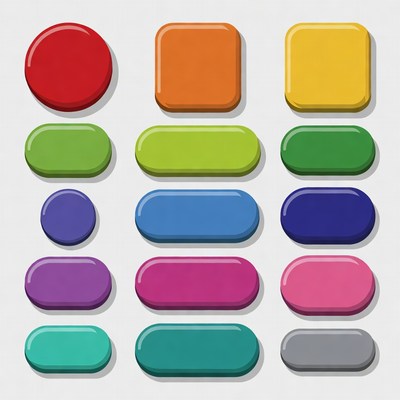 Colorful Glossy Button Icons Set