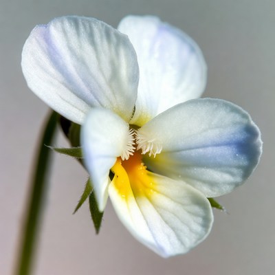 White Violet Flower with Yellow Center
