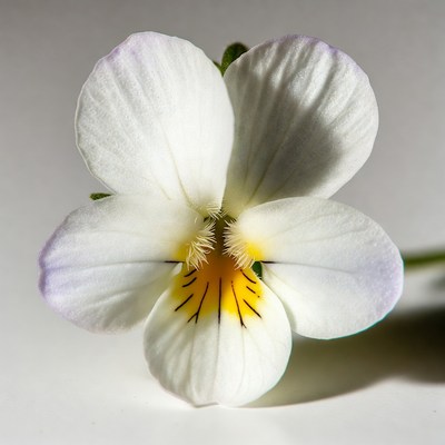 White Violet Flower with Yellow Center