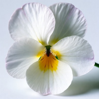 White Pansy Flower Closeup