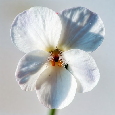 White flower with water droplets