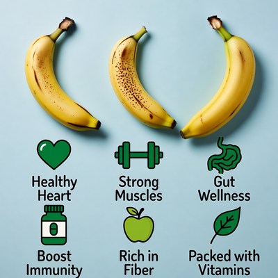 Bananas with health icons