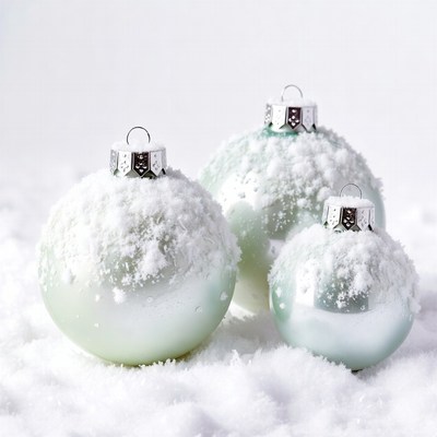 Snowy Green Christmas Ornaments