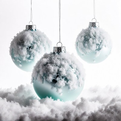 Snowy Blue Christmas Ornaments Hanging