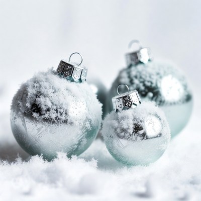 Snowy Silver Christmas Ornaments