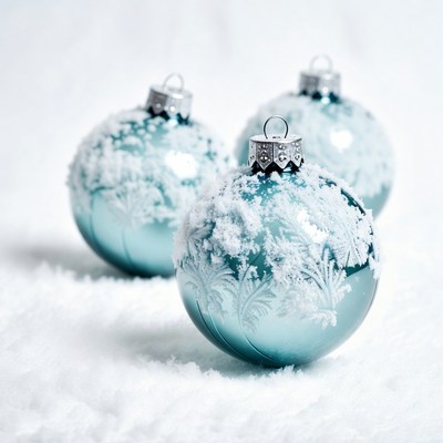 Snowy Blue Christmas Ornaments