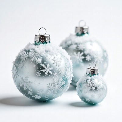 Silver Snowy Christmas Ornaments