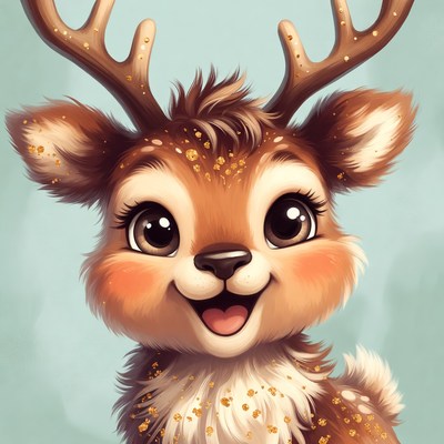 Cute baby deer with antlers