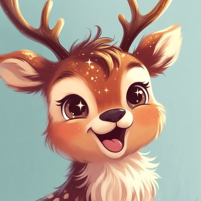 Cute glittery baby deer illustration