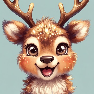 Cute cartoon baby deer smiling