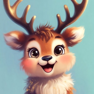 Cute cartoon reindeer smiling